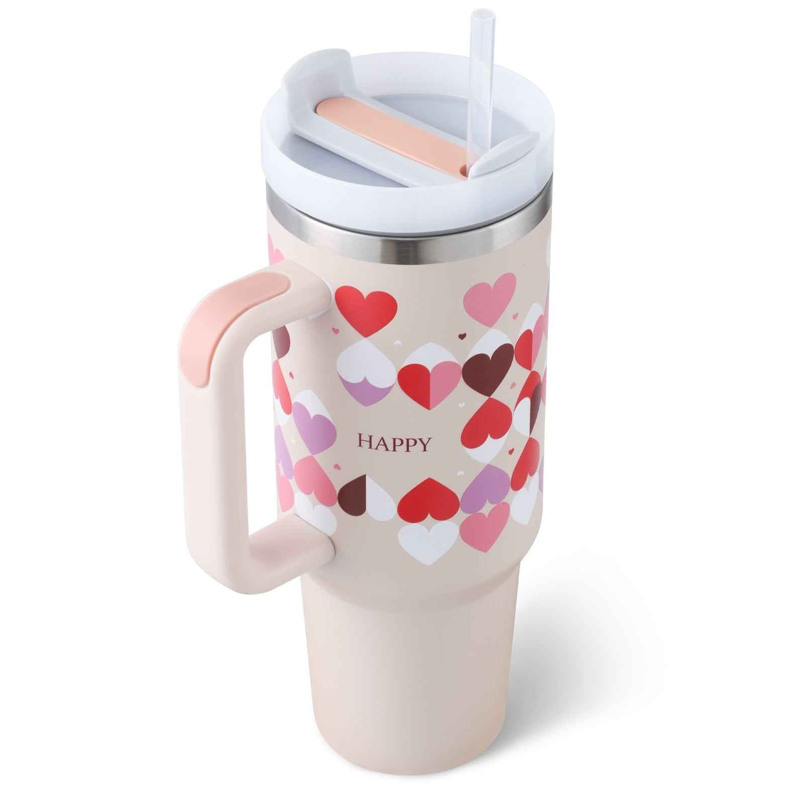 40 oz Insulated Tumbler with Handle & Straw β Stainless Steel Leak-Proof Travel Coffee Cup for Gym, Car & Office