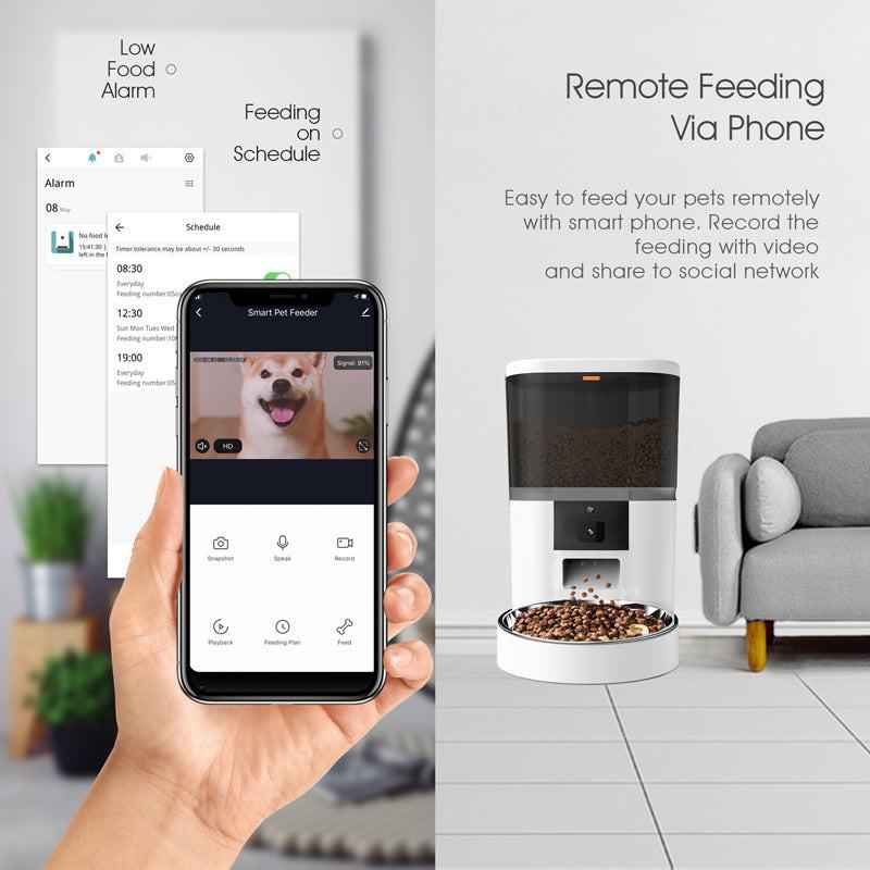 Smart Automatic Pet Feeder with HD Camera β WiFi App-Controlled Dog & Cat Food Dispenser with Two-Way Audio & Video Monitoring