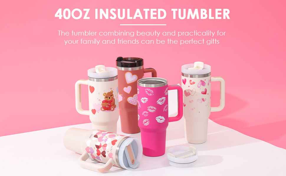 40 oz Insulated Tumbler with Handle & Straw β Stainless Steel Leak-Proof Travel Coffee Cup for Gym, Car & Office