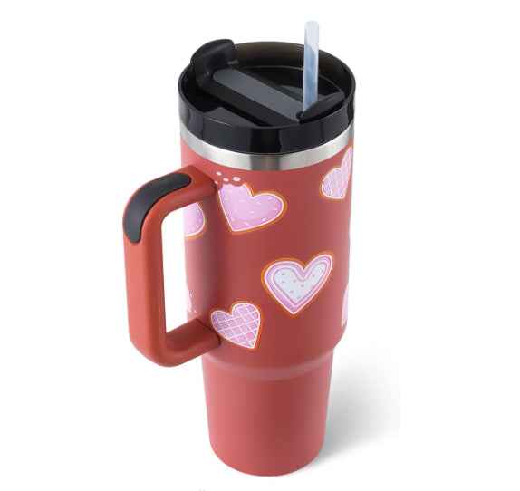 40 oz Insulated Tumbler with Handle & Straw β Stainless Steel Leak-Proof Travel Coffee Cup for Gym, Car & Office