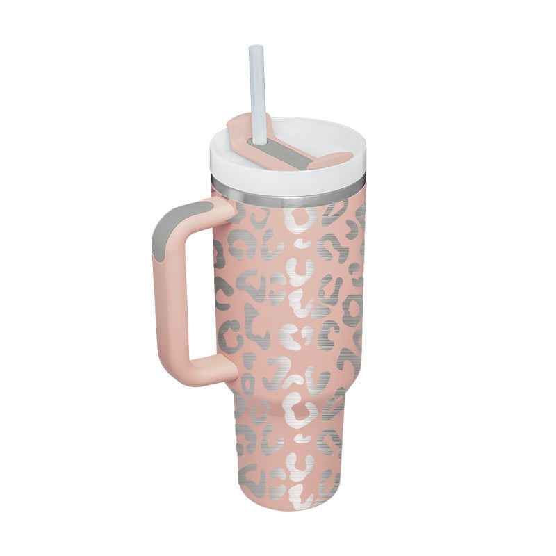 40 oz Insulated Tumbler with Handle & Straw β Stainless Steel Leak-Proof Travel Coffee Cup for Gym, Car & Office