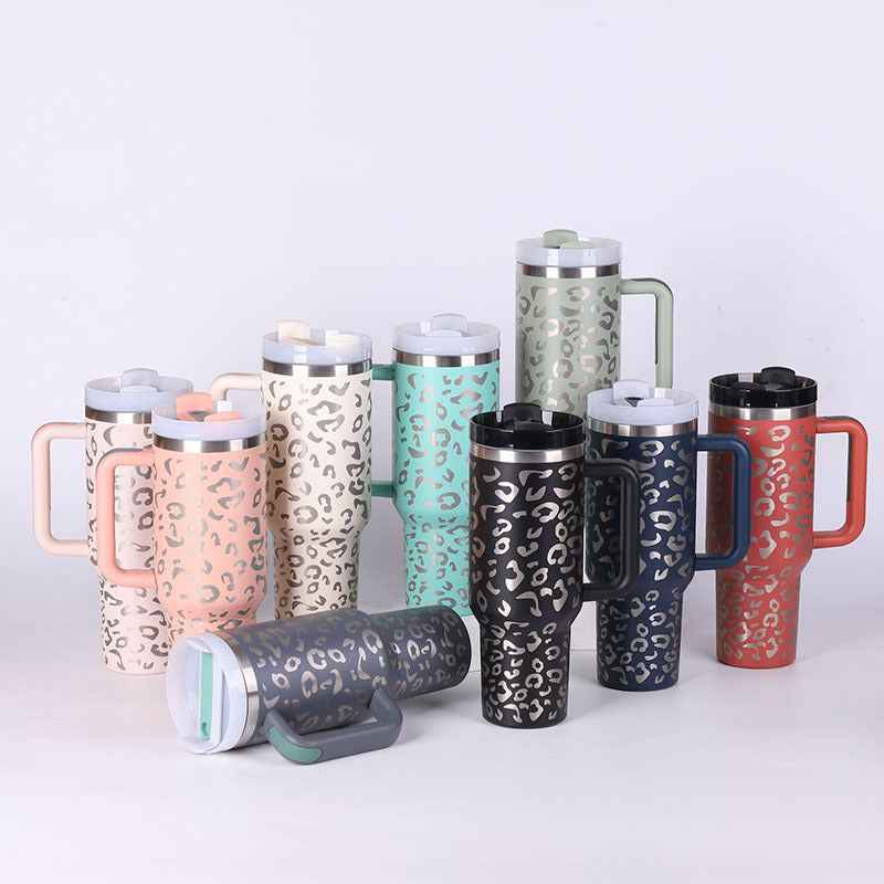 40 oz Insulated Tumbler with Handle & Straw β Stainless Steel Leak-Proof Travel Coffee Cup for Gym, Car & Office