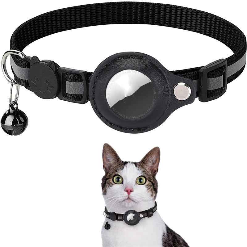 Reflective Dog & Cat Collar with AirTag Holder β Waterproof Nylon GPS Tracking Collar for Pets | Safe Night Walks