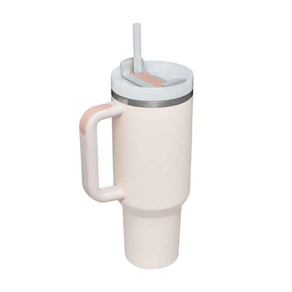40 oz Insulated Tumbler with Handle & Straw — Stainless Steel Leak-Proof Travel Coffee Cup for Gym, Car & Office