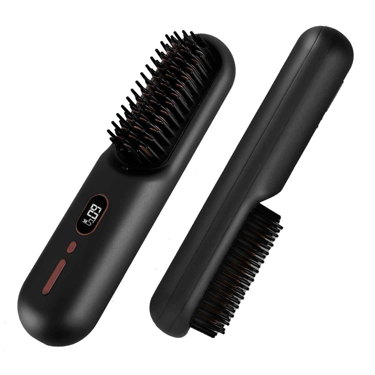 Cordless Hair Straightener Brush — Rechargeable Negative Ion Styling Comb with 12 Heat Settings, LCD Display & Anti-Scald Protection