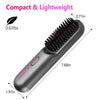 Cordless Hair Straightener Brush — Rechargeable Negative Ion Styling Comb with 12 Heat Settings, LCD Display & Anti-Scald Protection