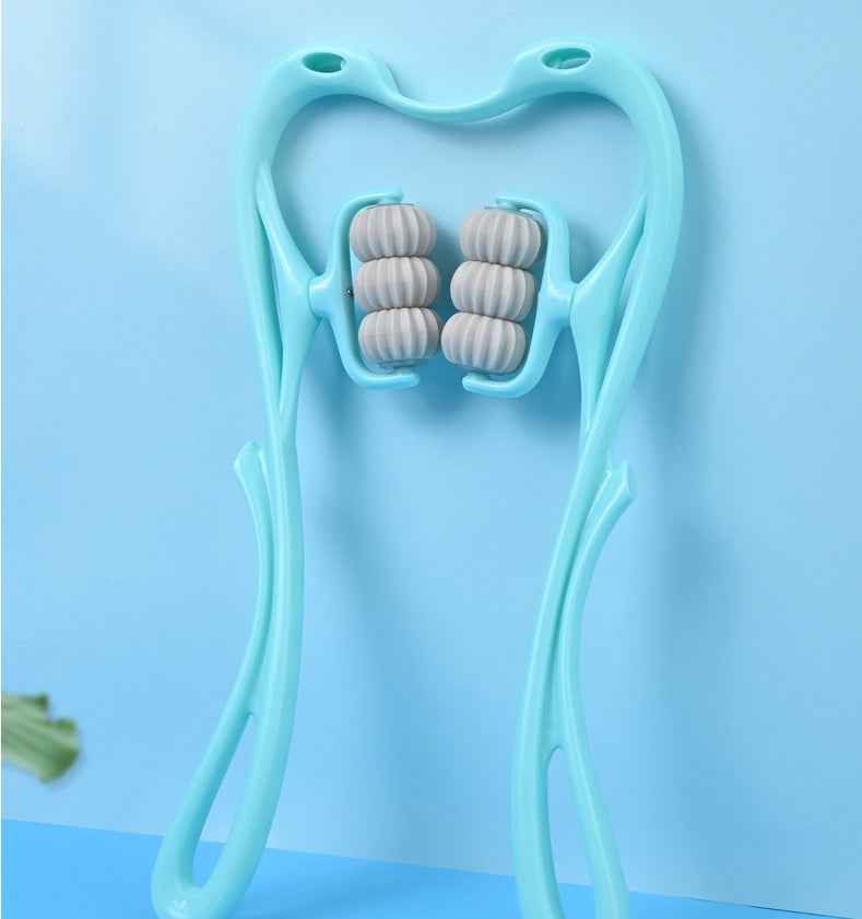 6-Wheel Manual Neck Massager Roller — Handheld Cervical Spine Pressure Relief Tool for Neck, Shoulders & Back