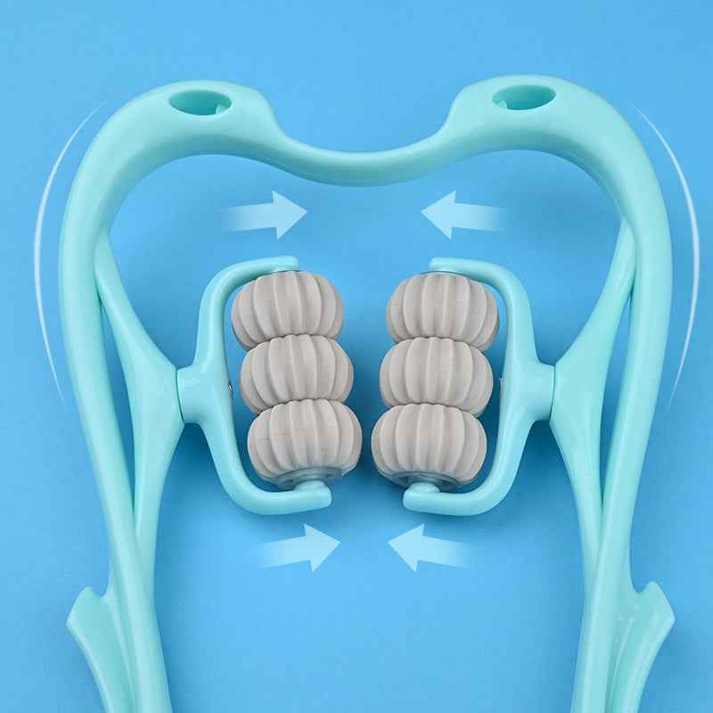 6-Wheel Manual Neck Massager Roller — Handheld Cervical Spine Pressure Relief Tool for Neck, Shoulders & Back