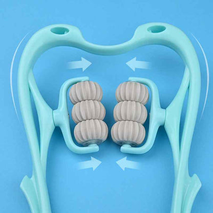 6-Wheel Manual Neck Massager Roller — Handheld Cervical Spine Pressure Relief Tool for Neck, Shoulders & Back